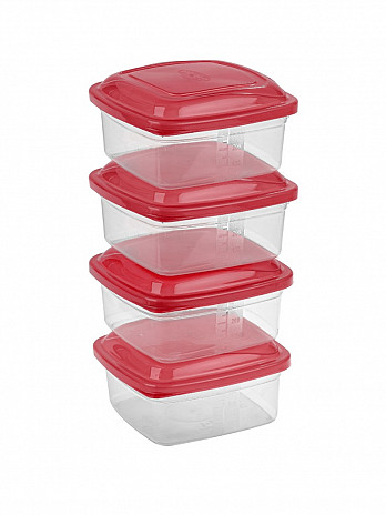 Conj. 4 Potes quadrados 400mL (CQ-404)