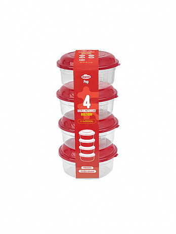 Conj. 4 Potes redondos baixos 400mL (fita) (CT-404F)