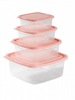 Conj. Organizadores quadrados Home 1,38L/690mL/380mL/230mL (Presente) (CQH-04P)