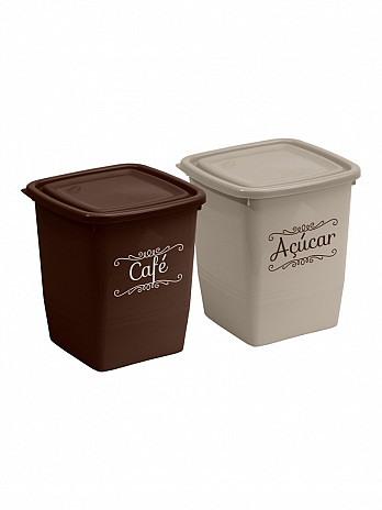 Conj. 2 Organizadores quadrados Altos 1,95L (Café/Açúcar) (CQAL-220)