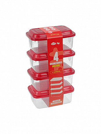 Conj. 4 Potes retangulares 400mL (fita) (CR-404F)