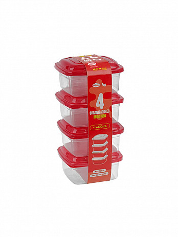 Conj. 4 Organizadores quadrados 400mL (fita) (CQ-404F)
