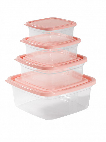 Conj. Organizadores quadrados Home 1,38L/690mL/380mL/230mL (CQH-04)