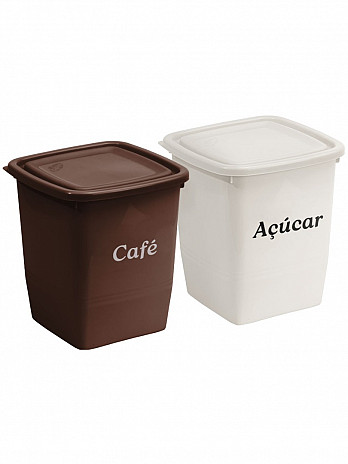 Conj. 2 Organizadores quadrados Altos 1,95L (Café/Açúcar) (CQAL-220)