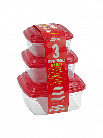 Conj. Potes quadrados 700mL/400mL/200mL (fita) (CQ-742F)