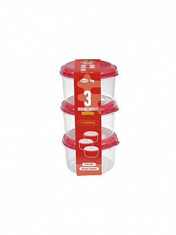 Conj. 3 Potes redondos altos 400mL (fita) (CM-304F)