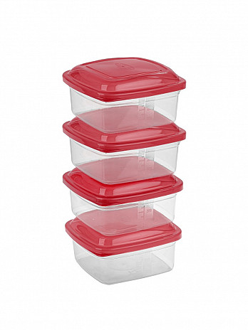 Conj. 4 Potes quadrados 200mL (CQ-402)