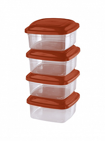 Conj. 4 Potes quadrados 400mL (CQ-404)