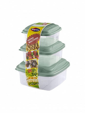 Conj. Potes quadrados 700mL/400mL/200mL (fita) (CQ-742F)