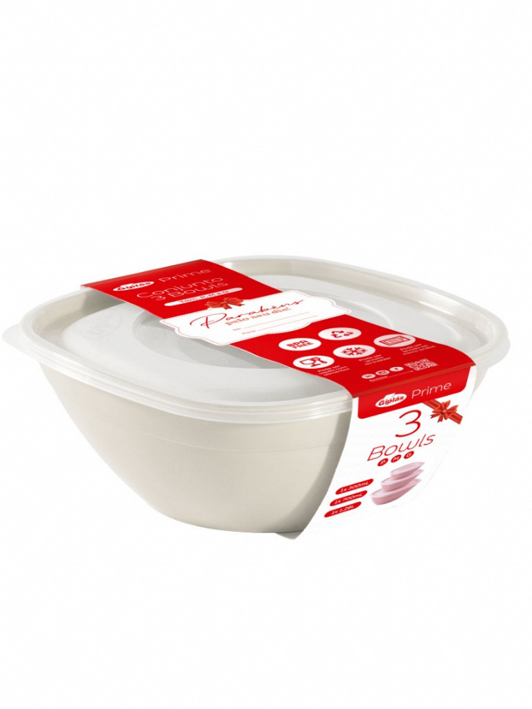 Conj. 3 Bolws c/ Tampa (PMG) 1,28L/700ML/300ML (Presente) (KBW-03P)