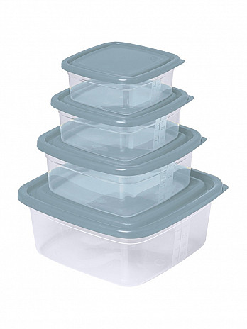 Conj. Organizadores quadrados Home 1,38L/690mL/380mL/230mL (CQH-04)