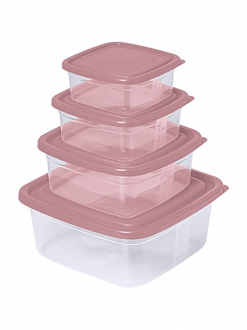 Conj. Organizadores quadrados Home 1,38L/690mL/380mL/230mL (Presente) (CQH-04P)